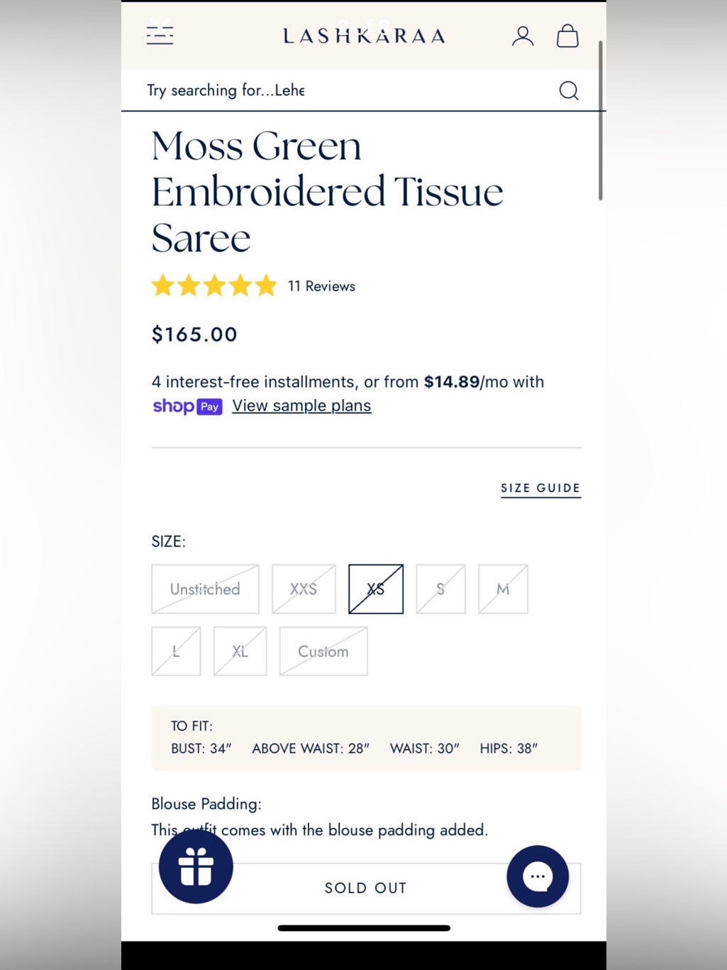 Moss Green Tissue Sari Lashkaraa - Xs — image 5 of 7